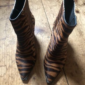 Kenneth Cole Sz 5.5 calf-hair animal print booties.  Worn twice.